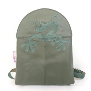 Mochila de piel verde oscuro