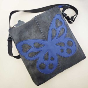 Bolso bandolera azul de piel