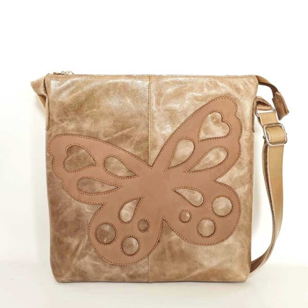 Bolso de piel beige