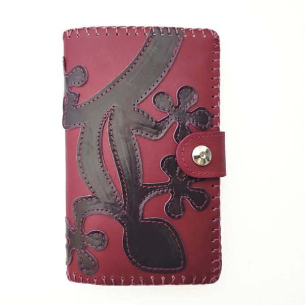 Cartera billetero con monedero de piel magenta