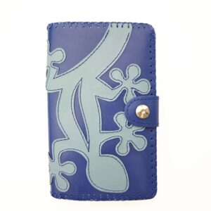 Cartera billetero con monedero de piel azul