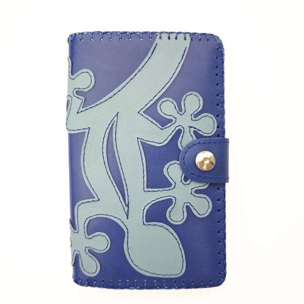 Cartera billetero con monedero de piel azul