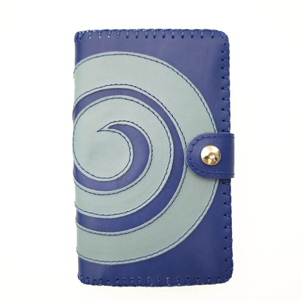 Cartera billetero con monedero de piel azul