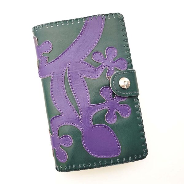 Cartera billetero de piel verde