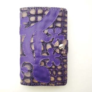 Cartera billetero de piel morado coco