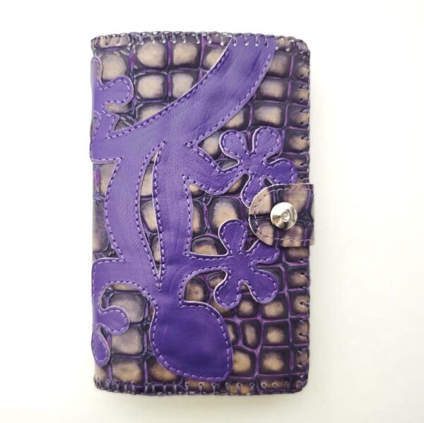 Cartera billetero de piel morado coco