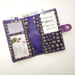 Cartera billetero de piel morado coco