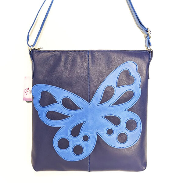 Bolso bandolera de piel azul marino