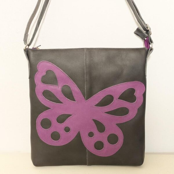 Bolso bandolera de piel gris