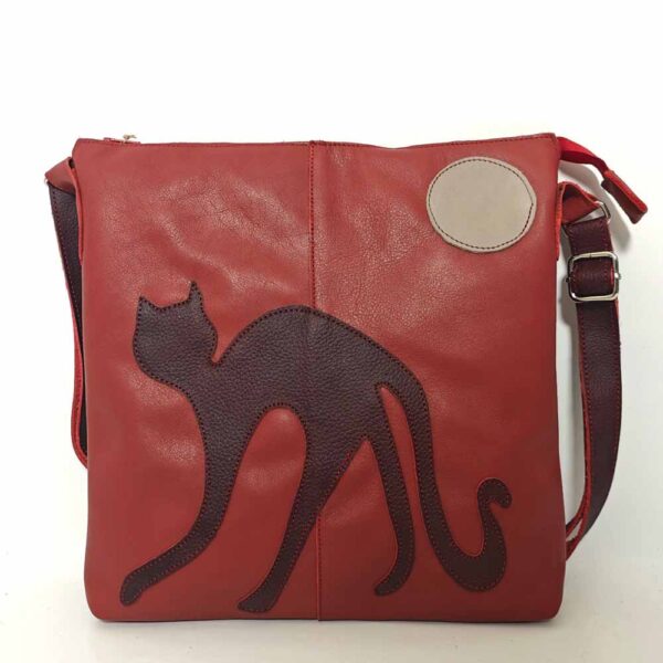 Bolso bandolera de piel burdeos