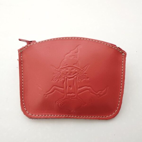 monedero de piel rojo duende