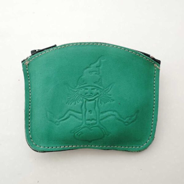 monedero de piel verde duende