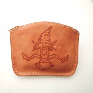 monedero de piel naranja duende