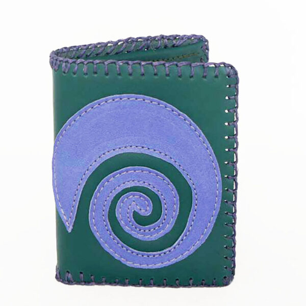 Cartera billetero con monedero de piel verde