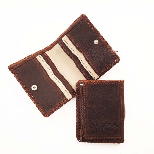 Cartera billetero de piel marrón