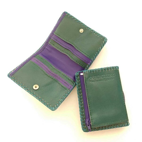 Cartera billetera de piel verde