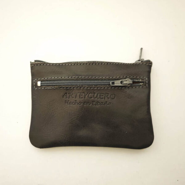 Monedero de piel gris