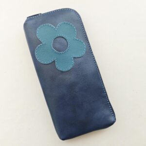 Funda de gafas de piel azul marino