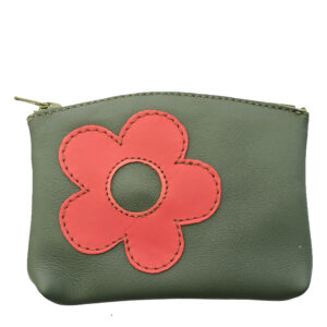 Monedero de piel verde