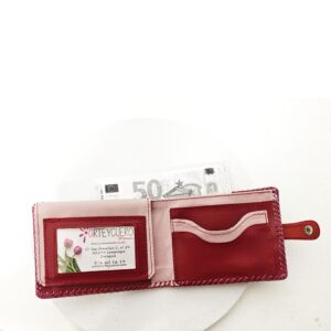 Cartera billetero de piel granate