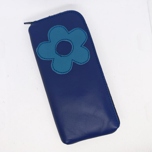 Funda de gafas de piel azul