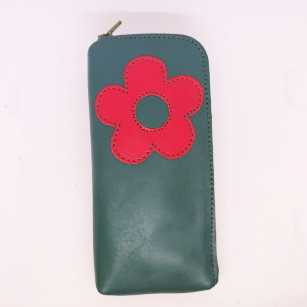 Funda de gafas de piel verde