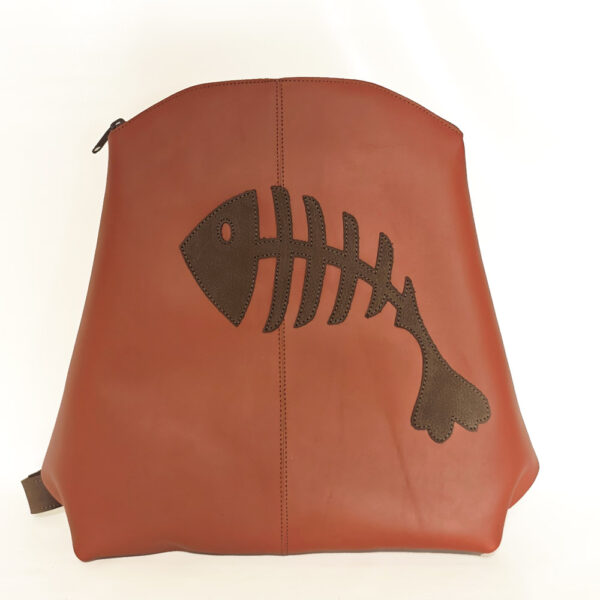 Mochila de piel color teja