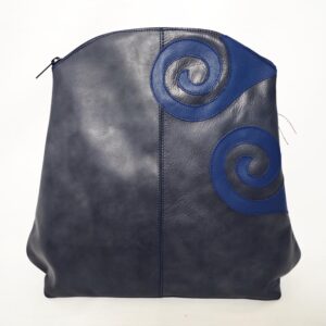 Mochila de piel azul marengo
