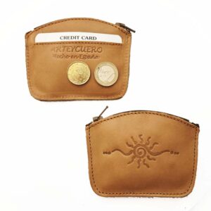 Monedero de piel camel