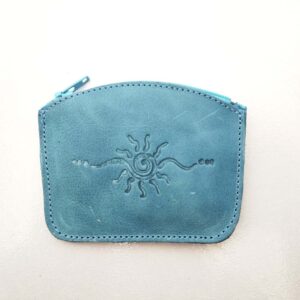 Monedero de piel turquesa