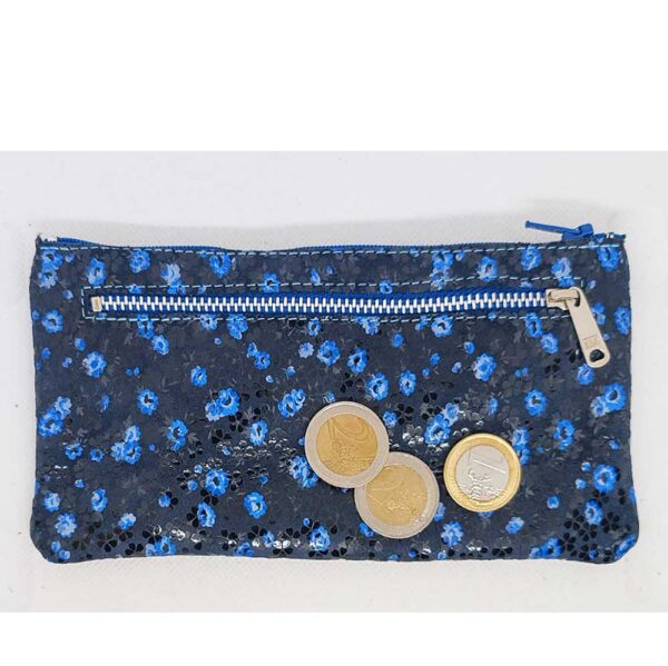 Monedero de piel azul coco