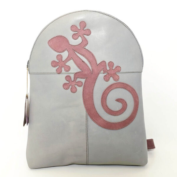 Mochila de piel gris