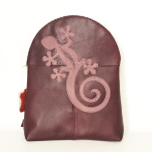 Mochila de piel granate