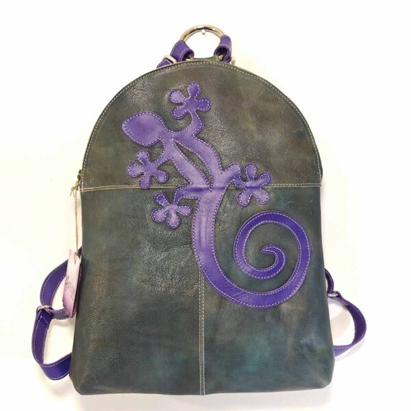 Mochila de piel aguamarina