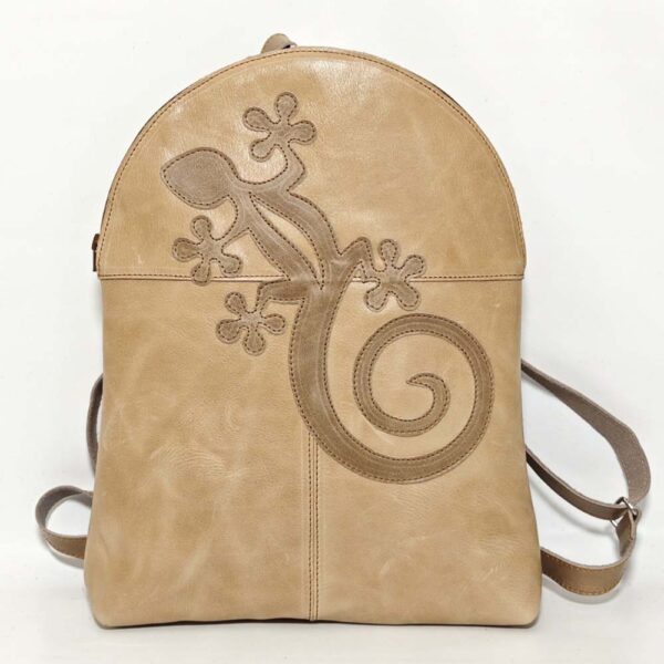 Mochila de piel beige