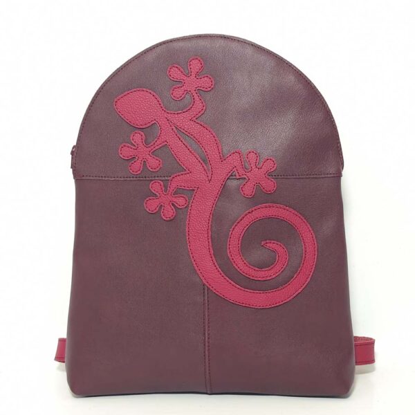 Mochila de piel granate