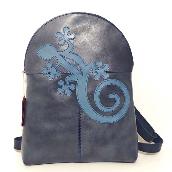Mochila de piel azul