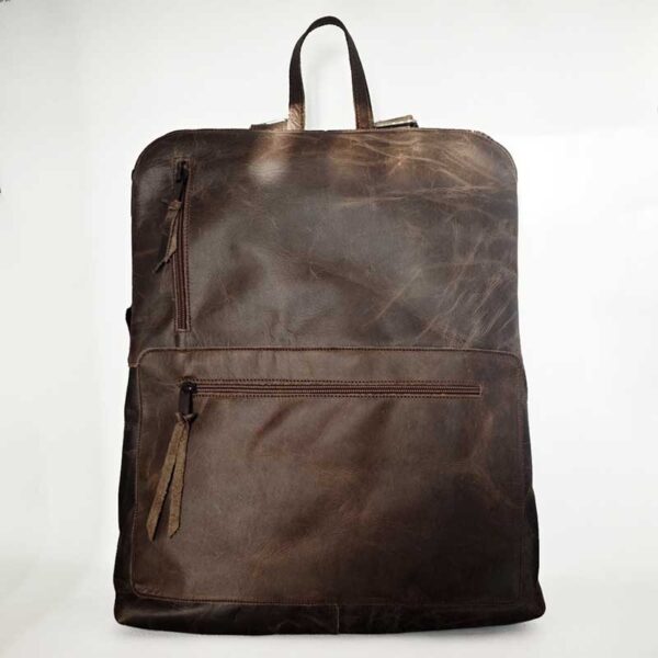 Mochila de piel marrón old