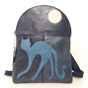 Mochila de piel azul marengo