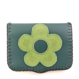 Cartera de piel verde