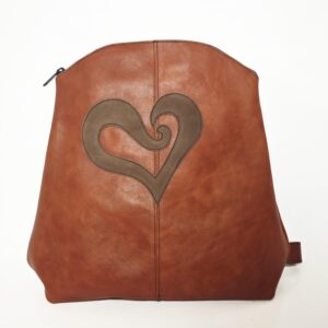 Mochila de piel color teja