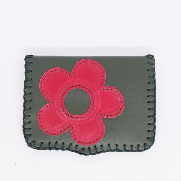 Cartera de piel verde-rojo