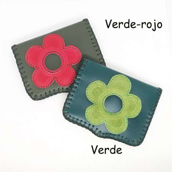 Cartera de piel verde