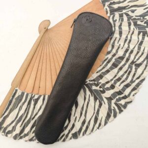Funda de abanico con cremallera de piel negra