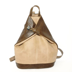 Mochila aantirrobo de piel marrón beige