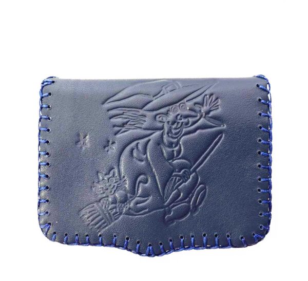 Cartera de piel azul
