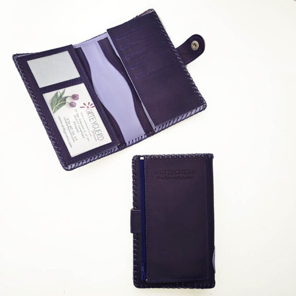 Cartera billetero de piel morado