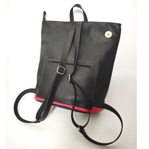 Mochila antirrobo de piel rojo-negro