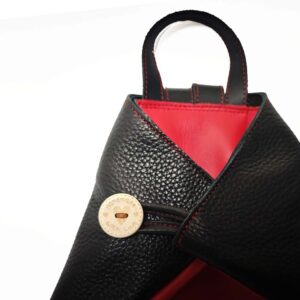 Mochila antirrobo de piel rojo-negro