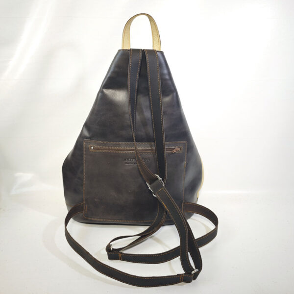 Tienda online de artículos hechos a mano en cuero y piel. Artesanos del cuero. Mochila bolso antirrobo de piel IMG 20260727 124334 Mochila antirrobo de piel marrón/beige